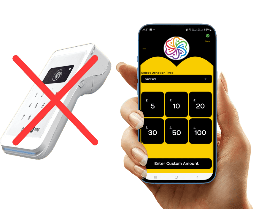 Contactless donation on a mobile phone